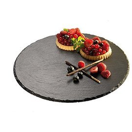 cake plate|serving platter natural slate 4 - 7 mm black coolable Ø 320 mm  H 25 mm product photo