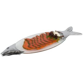 fish plate glass cast zinc fish relief oval  L 575 mm  x 195 mm  H 25 mm product photo