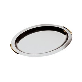 Meat and vegetable plate finesse, stainless steel, oval, 71,5 x 46 x2,6 cm, with gilded brass handles, extra deep design product photo