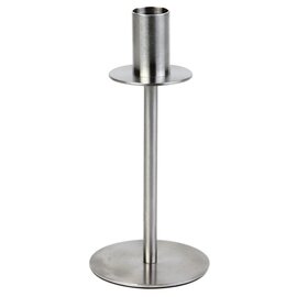 Candlestick, matt stainless steel, 1-flamed, with furniture-friendly underside, approx. Ø 8 cm, H 10 cm product photo