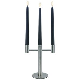 Candlestick, stainless steel matted, 3-flames, with furniture-friendly underside, approx. 18,5 x 10 x H 20,5 cm product photo