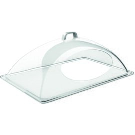GN dome cover  • GN 1/1 SAN ABS clear transparent  L 540 mm  x 330 mm  H 200 mm with frontend coutout | chrome-plated handle product photo