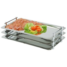 System tray GN 1/1, &quot;CATERING&quot;, 18/10 stainless steel, approx. 53 x 32.5 cm, stackable, useful height 4 cm, with decorative edge, solid stacking handles, chrome plated, including fixed screwed spacers product photo