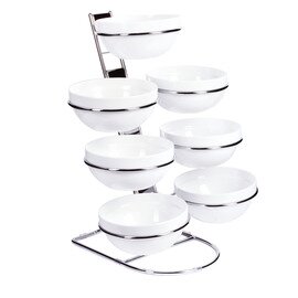 buffet ladder metal plastic white | 7 shelves with rack|7 bowls|7 lids  Ø 230 mm product photo