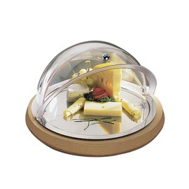 cooling box TOP FRESH SET base|tray|accumulator|lid stainless steel wood coolable with domed hood gold plated handle Ø 430 mm product photo