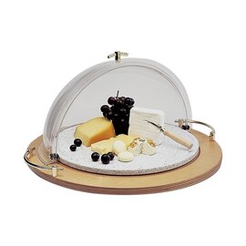 cheese cloche tray|cutting board |lid plastic wood brass with domed hood Ø 550 mm  H 300 mm product photo