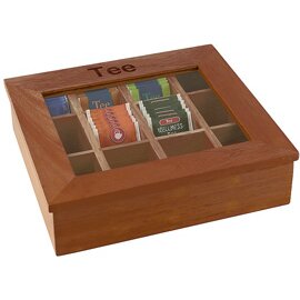 tea box dark brown with lid 12 compartments 310 mm  B 280 mm product photo