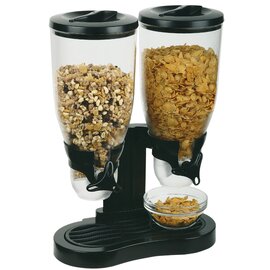 Cereals dispenser &quot;FRESH &amp; EASY&quot;, container &amp; Frame made of plastic, black, capacity 2 x 3,5 Ltr./500 gr., Ca 31 cm x H 46 cm product photo