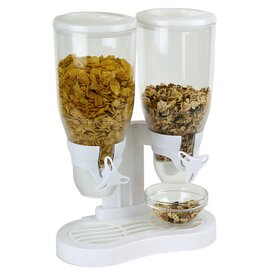 Cereals dispenser &quot;FRESH &amp; EASY&quot;, container &amp; Frame made of plastic, white, capacity 2 x 3,5 Ltr./500 gr. Ca 31 cm x H 46 cm product photo