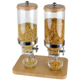Cereal dispenser &quot;CLASSIC WOOD DUO&quot;, wood version with stainless steel, removable container, capacity 2 x 8 liters ca 35 cm x 50 cm x H 68 cm product photo