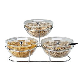 buffet stand BIG glass plastic | 3 shelves with 3 bowls|3 lids|1 rack | 500 mm  x 500 mm  H 180 mm product photo