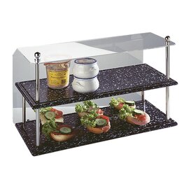 Mini-counter / counter top, &quot;DOUBLE COVER&quot;, two-stage, acrylic / plastic, black / white, chromium-plated rods, approx. 60 x 30 x 35 cm product photo
