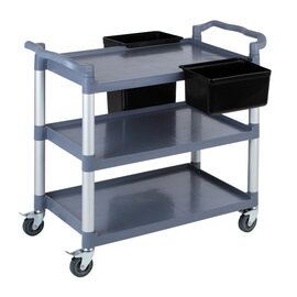 serving trolley|transport cart grey  | 3 shelves with 1 container L|1 container XXL product photo