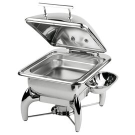 Chafing Dish GN 1/2 &quot;GLOBE&quot;, polished stainless steel, removable, hydraulic stainless steel cover, sandwich bottom, not suitable for induction plates, 43,5 x 32,5, H 34 cm product photo