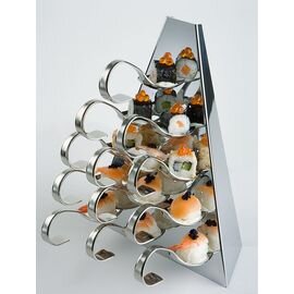 gourmet display TRIANGOLO stainless steel | 12 slots|13 holes with display|spoon | 215 mm  x 140 mm  H 270 mm product photo