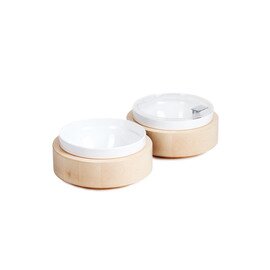 bowl box L base|bowl|lid plastic wood white maple coloured with domed hood Ø 265 mm  H 60 mm product photo