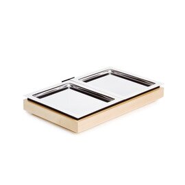 cooling plate gastronorm Set 3 base|2 trays|accumulator stainless steel wood maple coloured  L 530 mm  B 325 mm  H 85 mm product photo