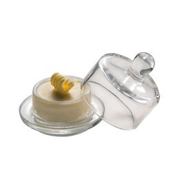 APS Round Butter Dish with Lid Made of Glass Dishwasher Safe 90mm 