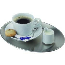 serving tray KAFFEEHAUS stainless steel matt | oval 300 mm  x 230 mm product photo