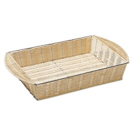 Buffet basket rectangular, with handles, rattan, chromed wire frame, stable design, stackable, approx. 60 x 32,5 x H 8 cm product photo