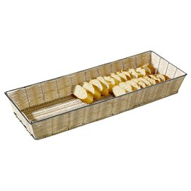 Buffet basket, rattan / metal wire chrome-plated, stable, stackable, rectangular, 60 x 22 x H 8 cm product photo