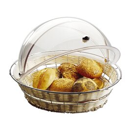 Buffet basket with roll top hood, round, rattan, chromed wire frame, stable design, stackable, approx. Ø 40 cm, basket height approx. 8 cm product photo