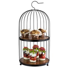 buffet rack BIRDCAGE acacia wood black brown Ø 260 mm H 540 mm product photo  S