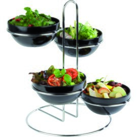 serving rack metal plastic black | 4 shelves with with 4 bowls  Ø 480 mm  H 490 mm product photo