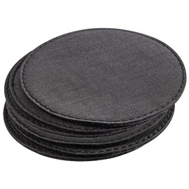 coaster set of 6 leatherette anthracite Ø 110 mm product photo  S