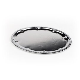 party service plate steel curled rim oval  L 460 mm  x 340 mm product photo