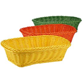 Poly rattan wicker basket, polypropylene rattan, green, rectangular, extra robust quality, braid material as round profile approx. Ø 3 mm, unbreakable, stackable, water resistant, dishwasher safe, ca. 31,5 x 22 x H 8,5 cm product photo