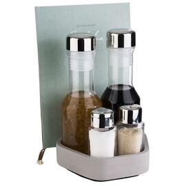 pepper cruet | salt cruet | vinegar cruet | oil cruet ELEMENT • pepper|salt|vinegar|oil with card holder plastic glass stainless steel concrete H 200 mm product photo