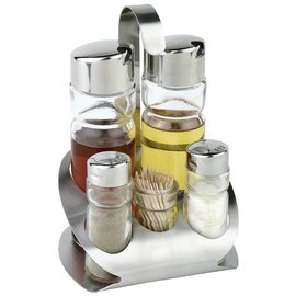 cruet • vinegar|oil|salt|pepper|tootpicks matt glass stainless steel H 190 mm product photo