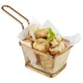 serving frying basket SNACKHOLDER golden coloured 130 mm  x 105 mm  H 90 mm handle length 135 mm product photo