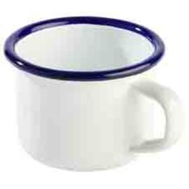 mug ENAMELWARE blue white 10 cl colored rim  H 50 mm product photo
