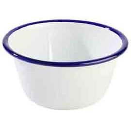 bowl ENAMELWARE 500 ml metal steel sheet white blue rim  Ø 130 mm  H 60 mm product photo