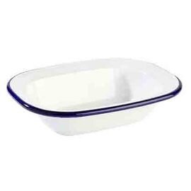 bowl ENAMELWARE 200 ml metal steel sheet white blue rim  L 160 mm  B 120 mm  H 35 mm product photo