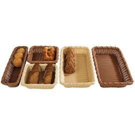 Buffet basket GN, Polypropylene rattan basket, stackable, dishwasher safe, professional quality, thick solid edge, 32,5 x 26,5 cm H 10 cm, light brown product photo