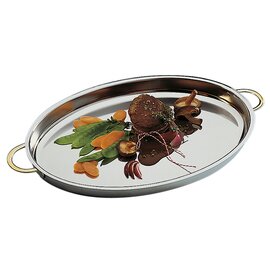 serving bowl|side dish bowl stainless steel gold plated handles oval  L 265 mm  x 195 mm  H 30 mm product photo