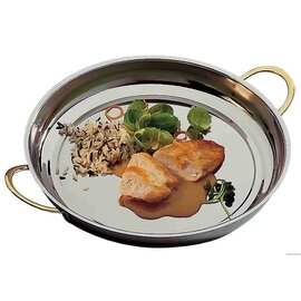 serving bowl|side dish bowl stainless steel gold plated handles Ø 280 mm  H 40 mm product photo