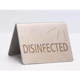 table display stand • DESINFIZIERT | DISINFECTED • stainless steel L 50 mm x 45 mm H 35 mm product photo  S
