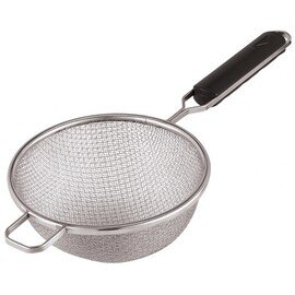 Stainless steel, with double net, net outside approx. 2 holes per 1 cm, net inside approx. 5 holes per 1 cm, dishwasher safe, Ø 16 cm, B 18 cm product photo