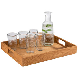 room service tray | serving tray oak wood 450 mm x 350 mm H 60 mm product photo  S