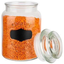storage jar 1 ltr glass with glass lid transparent Ø 110 mm H 180 mm product photo  S