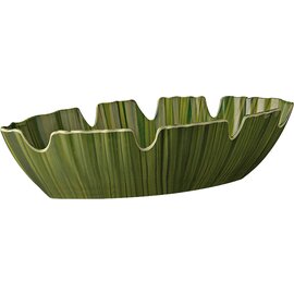 palm leaf shaped bowl NATURAL COLLECTION 1800 ml melamine green with relief 400 mm  x 185 mm  H 100 mm product photo