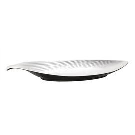 leaf-shaped bowl HALFTONE melamine white black with relief 375 mm  x 155 mm  H 45 mm product photo