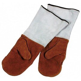 baking glove universal leather brown with cuff • lined 1 pair 450 mm product photo