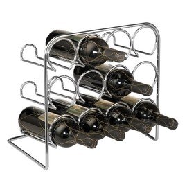 Bottle, wine rack, for 12 bottles, bottle ring Ø 7,5 cm, metal hard chrome plated, 37 x 20 cm, H 35 cm product photo