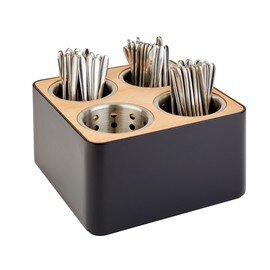 cutlery container black 4 compartments with quivers  L 270 mm  H 150 mm product photo
