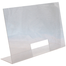 Hygienic protection | Spitting protection acrylic with opening window size 750 x 480 mm L 750 mm x 180 mm H 480 mm product photo